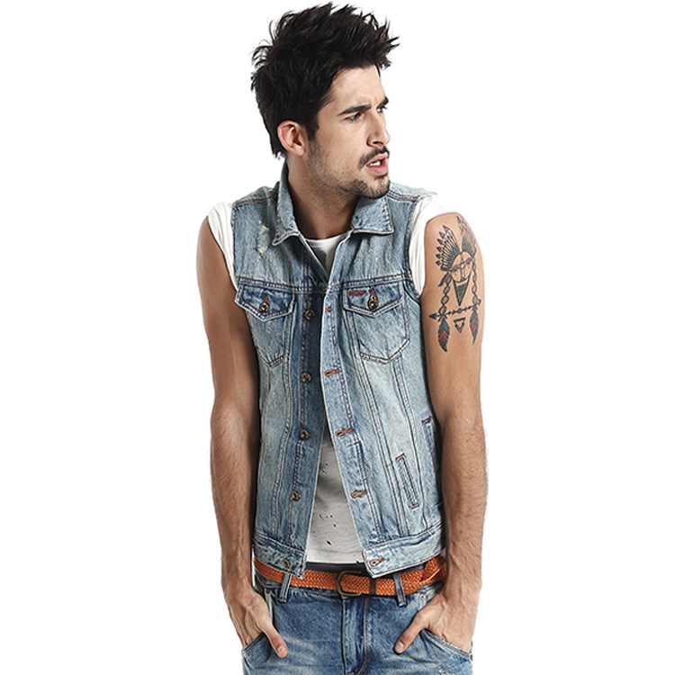 2016 New Style Mens Casual Denim Waist Coat/Vest