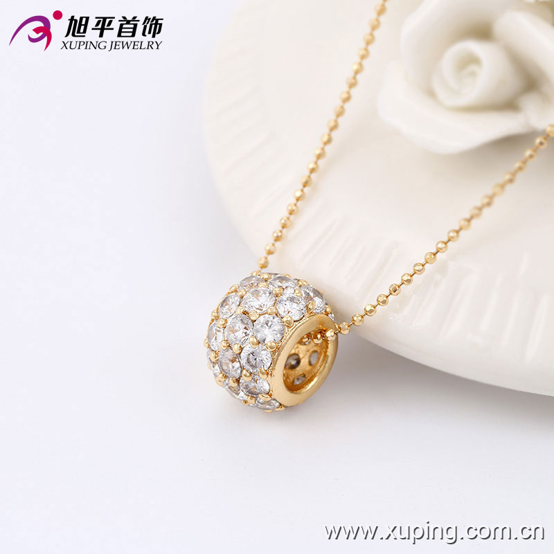 32413-Best Selling Crystal Ball Diamond CZ 18k Gold Plated Jewelry Pendant Necklace