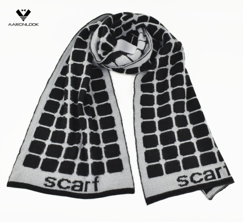 2016 Latest Soft Acrylic Double Side Jacquard Grid Pattern Scarf