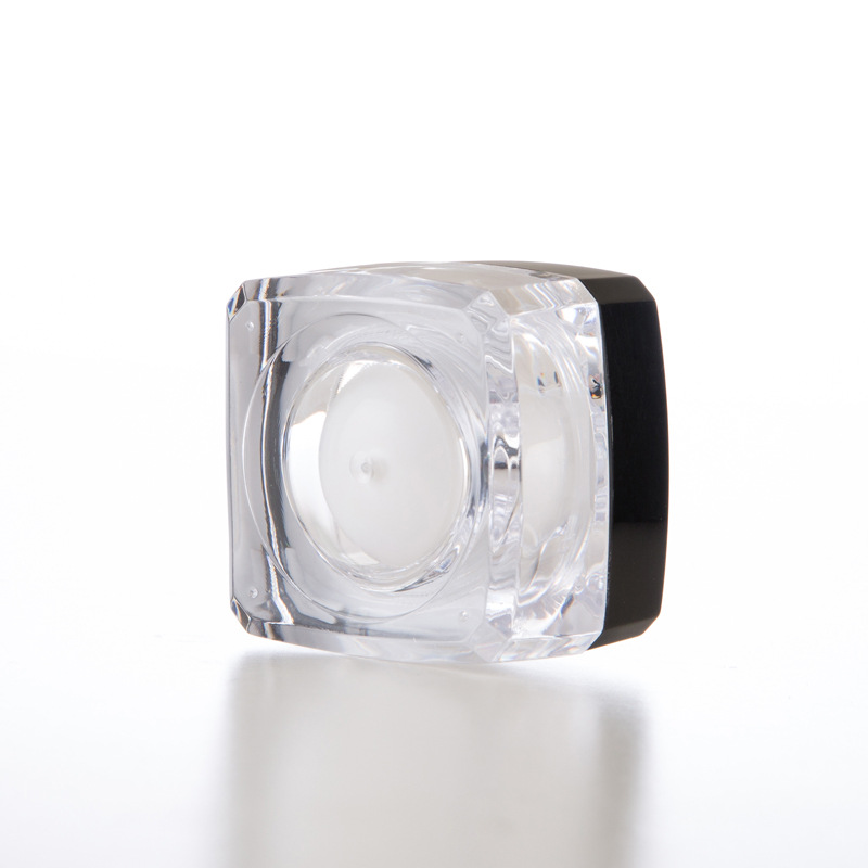 20g Square Acrylic Jar Plastic Clear Jar with Black Cap