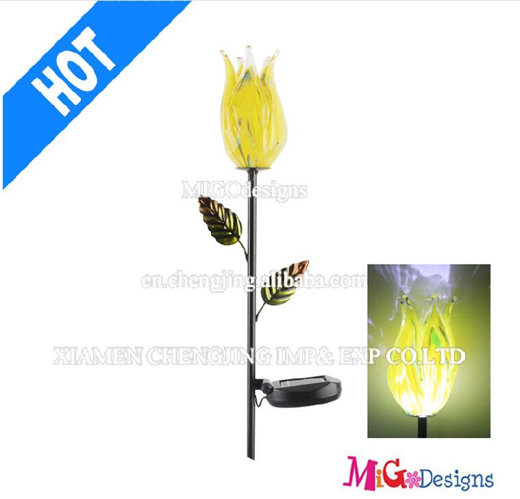 Excellent Glass Tulip Solar Lights Garden Stakes