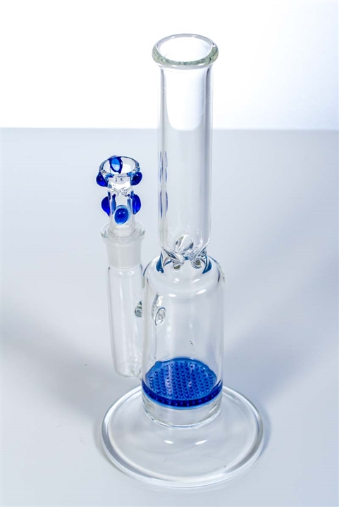 Single Blue Honeycomb Water Hookah Glass Smoking Water Pipes (ES-GB-321)