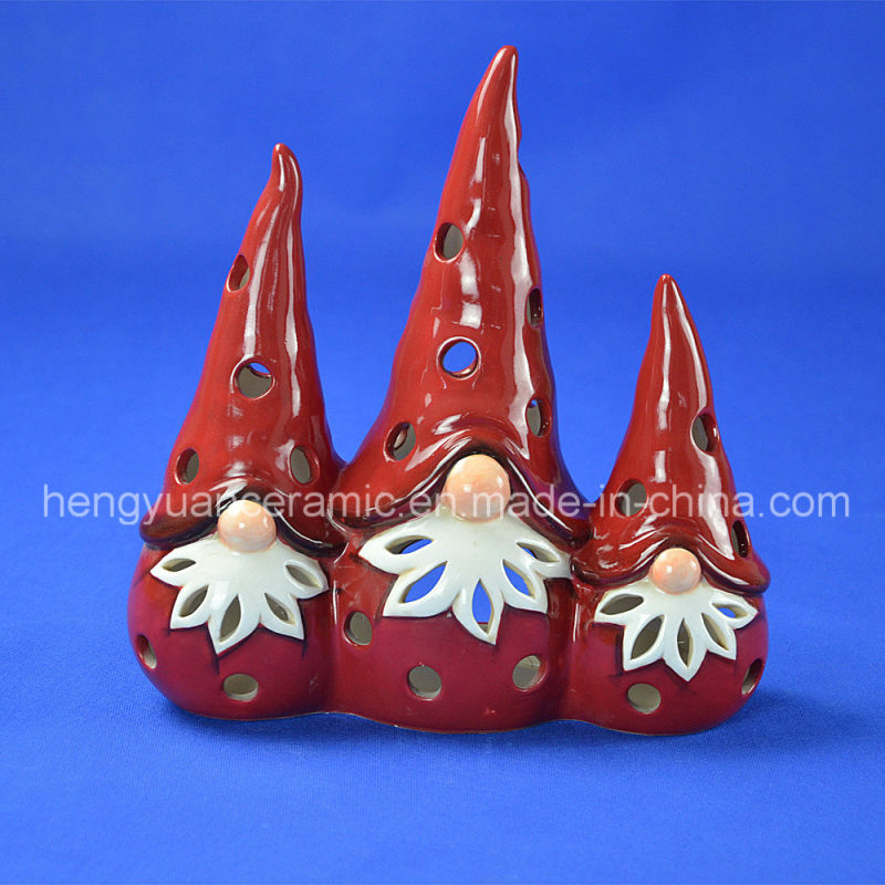 Ceramic Christmas Candle Holder, Santa Claus (Indoor Home Decoration)
