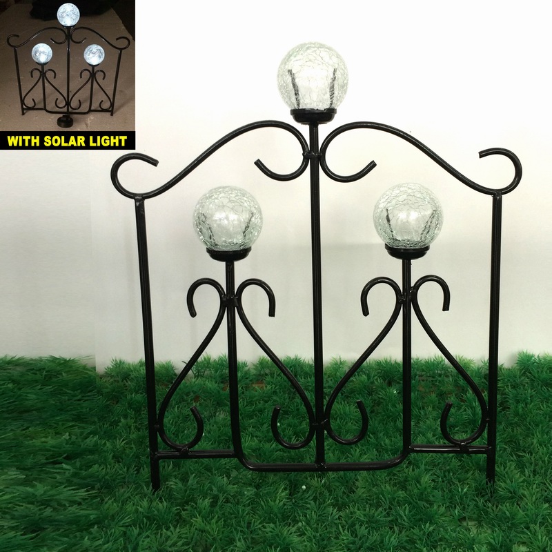 Glass Ball Solar Light Linellae Metal Garden Fence Craft