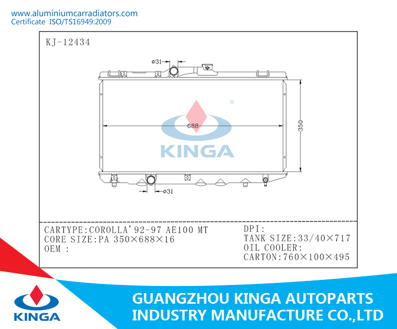 Aluminum Radiadores Toyota Corolla'92-97 Ae100 Radiator Replacement