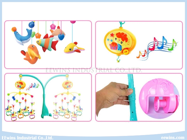 Electric Music Baby Mobiles Toys with Fabric Rattles