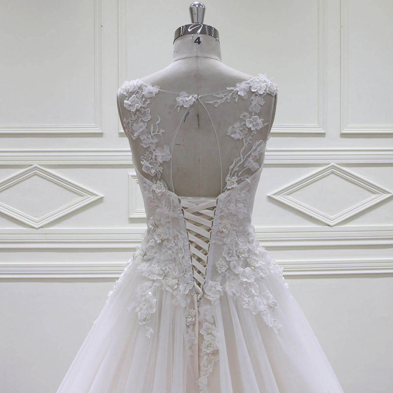 A-Line 3D Flowers Lace Beading Bridal Dresses