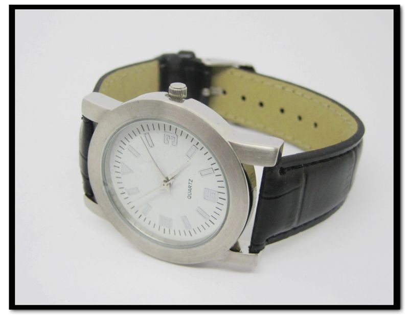 Qurtz Alloy Leather Watch Black Leather Band Alloy Case Watches