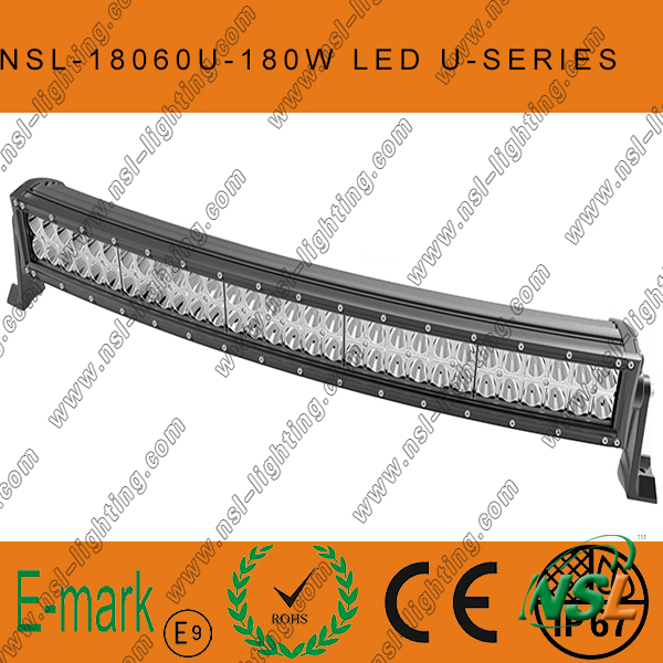 180W LED Curved CREE-U Series Light Bar, 60PCS*3W LED Waterproof Light Bar off Road Driving