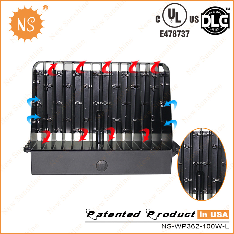 100lm/W IP65 100W LED Wall Pack with UL cUL Dlc