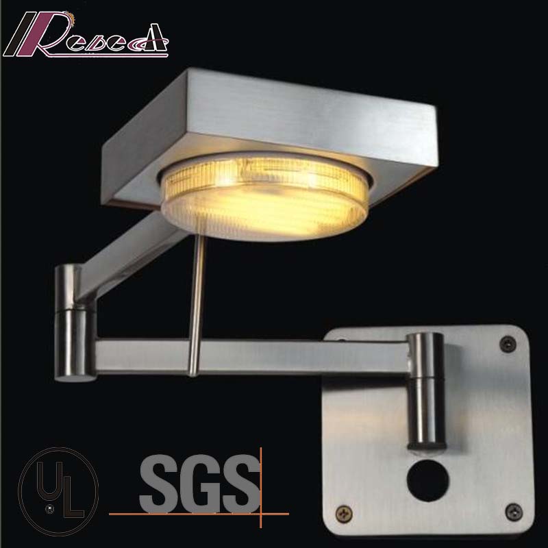 Hotel Decorative Rotatable Satin Nickel Bedside Reading Wall Lamp