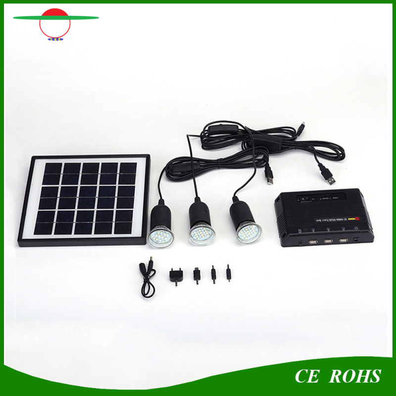 4W Portable Outdoor or Indoor Home Solar Power Lighting System with Three LED Bulbs for Camping Fishing and Others Outdoor Activities