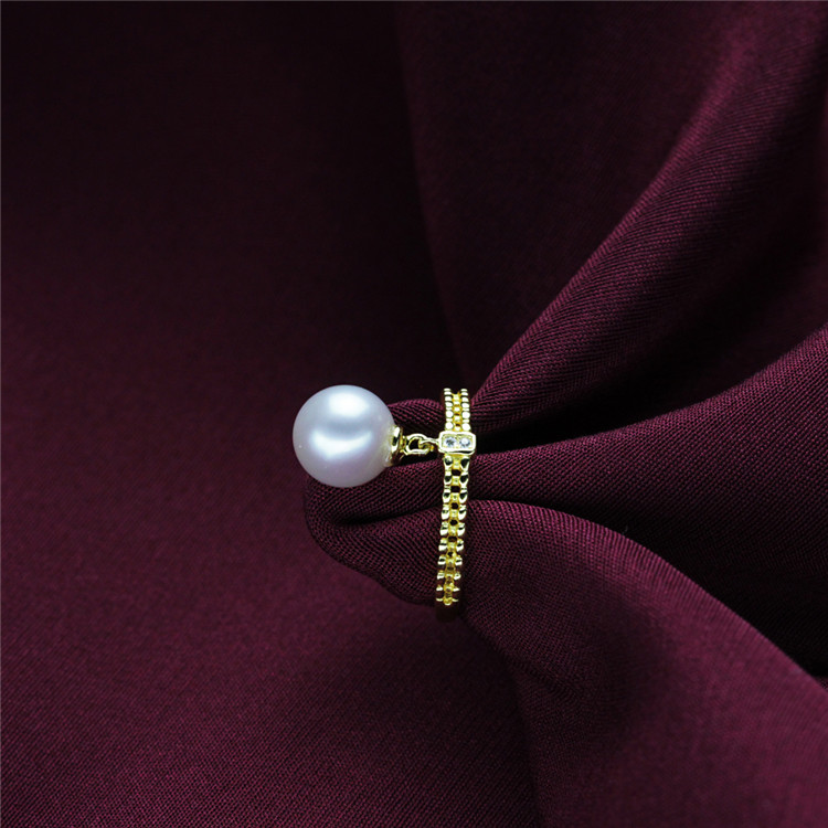 Dangle Drop Gold Plated Silver Cultured Cheap Pearl Ring