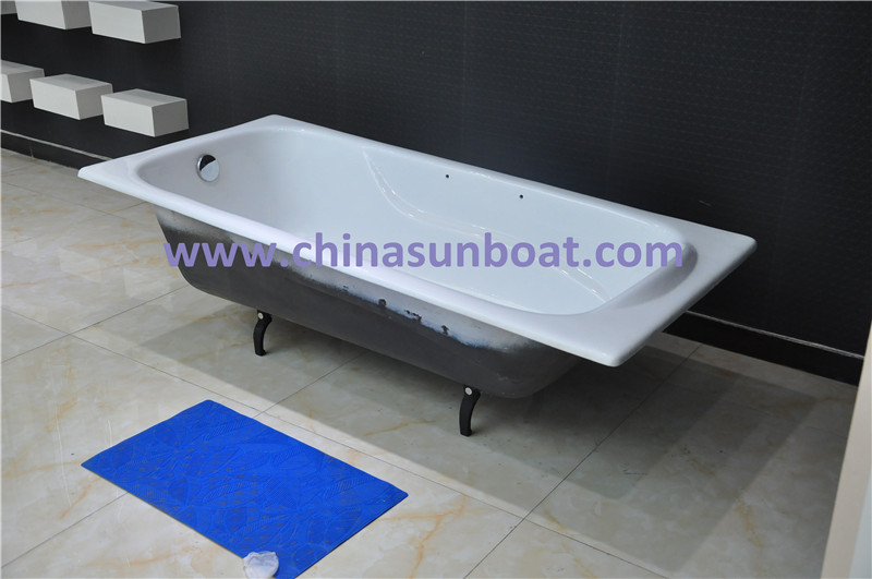 Sunboat Embedded Cast Iron Bathtub with Handrail Oordinary, Household Bathtub/ Enamel Bathtub