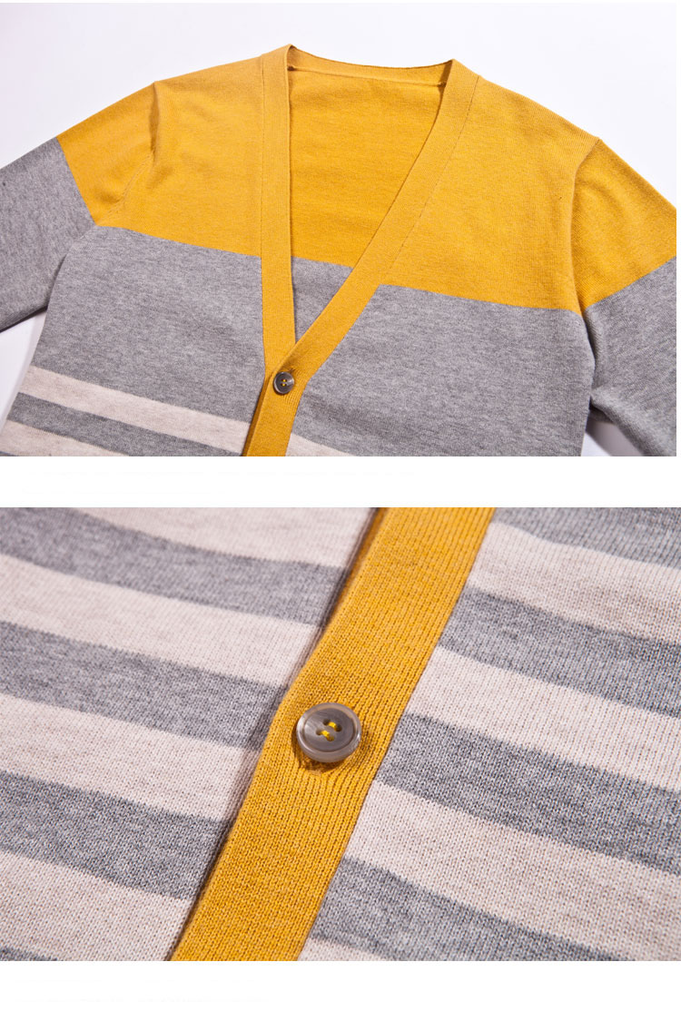 Independent Design V Neck Striped Sweater Cardigan