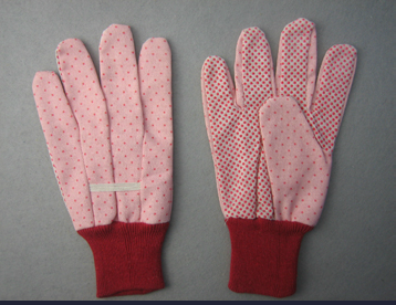 Pink PVC Dotted Palm Cotton Garden Glove (2620)