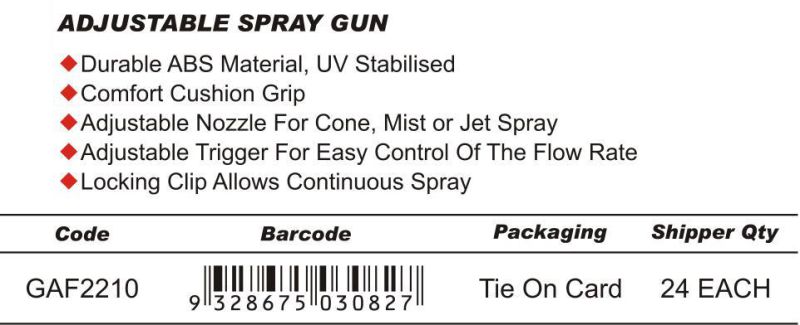 Garden Sprayer Adjustable ABS Plastic Water Spray Gun