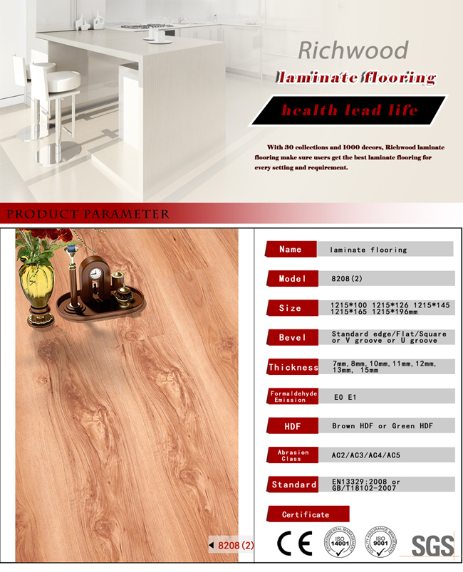 8.3mm Timber Embossed Walnut Wood Wooden Laminate Laminated Flooring