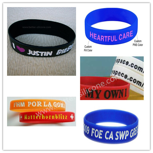 Printed Customized Silicone Rubber Wristband for Promotion