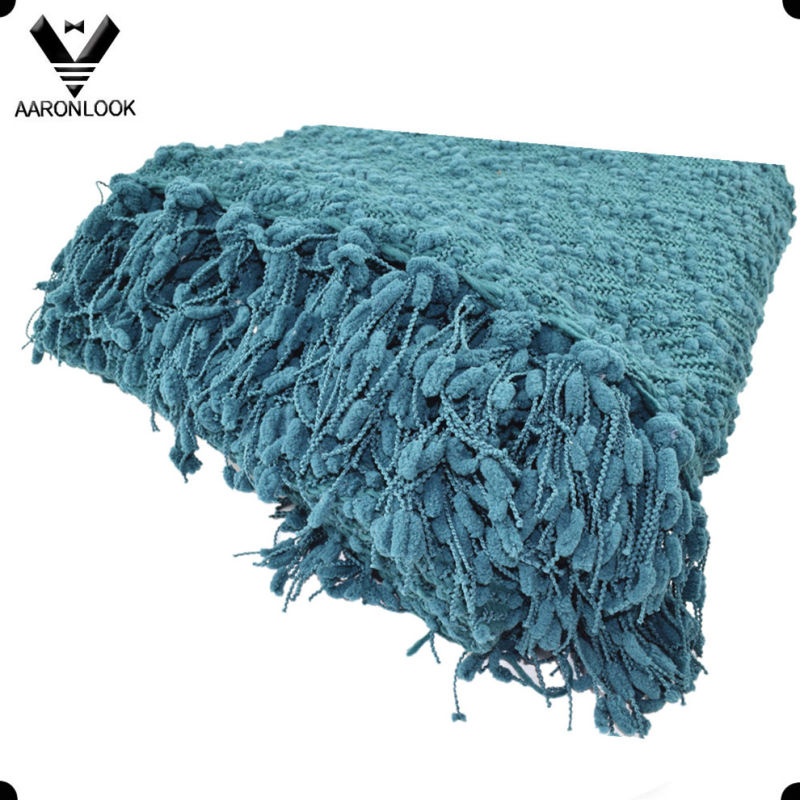 2016 New Woven Chunky Knit Blanket with Fringes