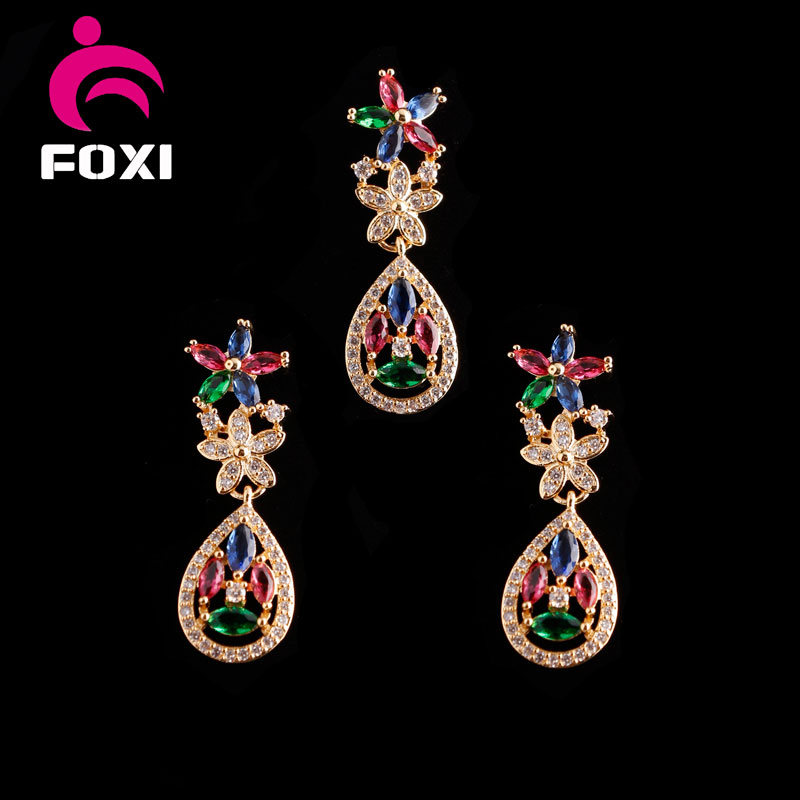 Luxury Drop Design Fashion Pendant and Earrings Jewelry Sets