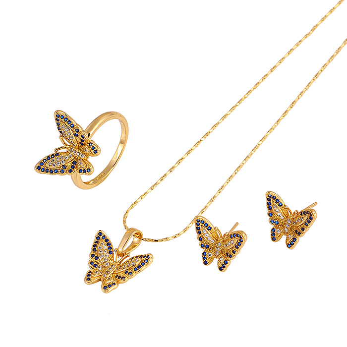 Christmas Gift Fashion Jewelry 18k Gold Plated Butterfly Jewelry Set (60823)