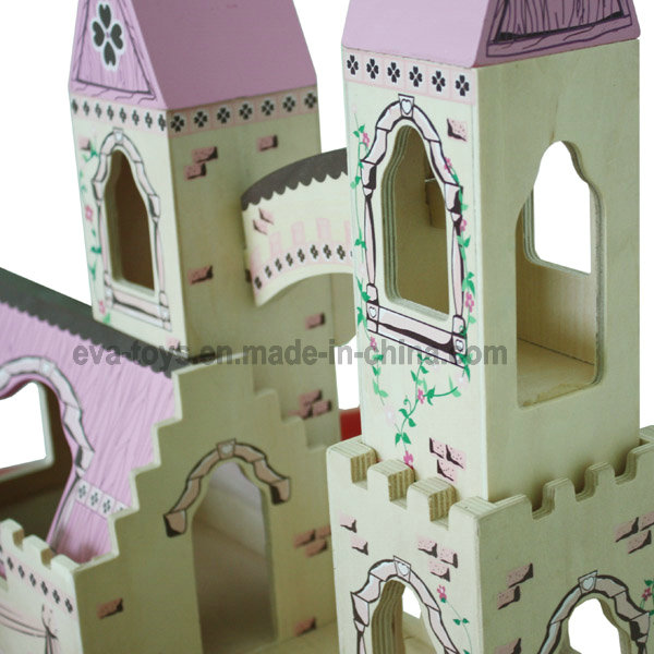 2015 Wooden Folding Medieval Castle Toys for Kids, Lovely Wooden Castle Toy for Children, Cute Wooden Toy Castle for Baby W06A034