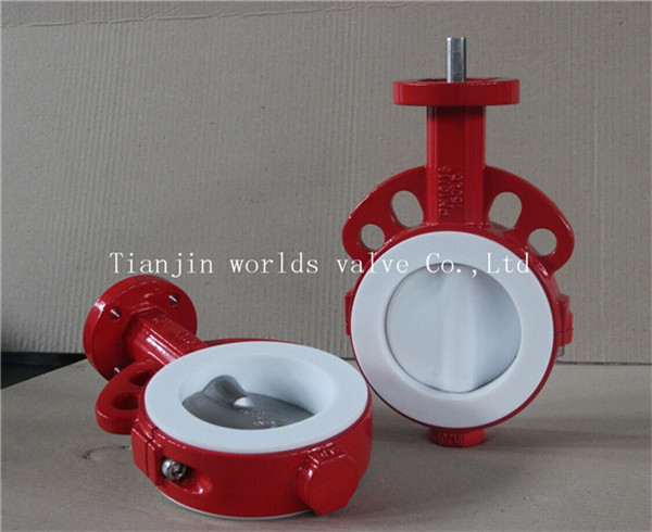 Full PTFE Lined Two PCS Body Wafer Type Butterfly Valve with Ce ISO Wras