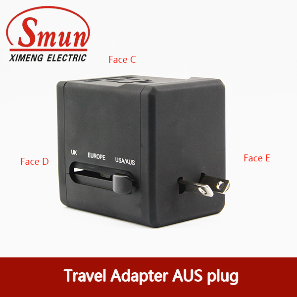 Universal Travel Plug Adapter with USB0.5A 2.1A CE RoHS 1 Year Warranty