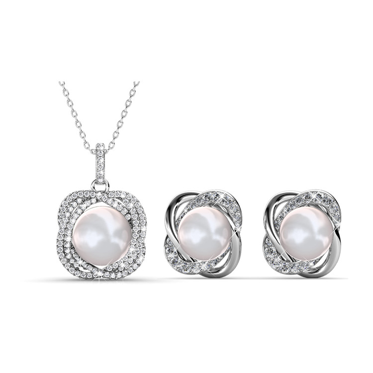 Destiny Jewellery Crystal From Swarovski Pearl Set Pendant and Earrings