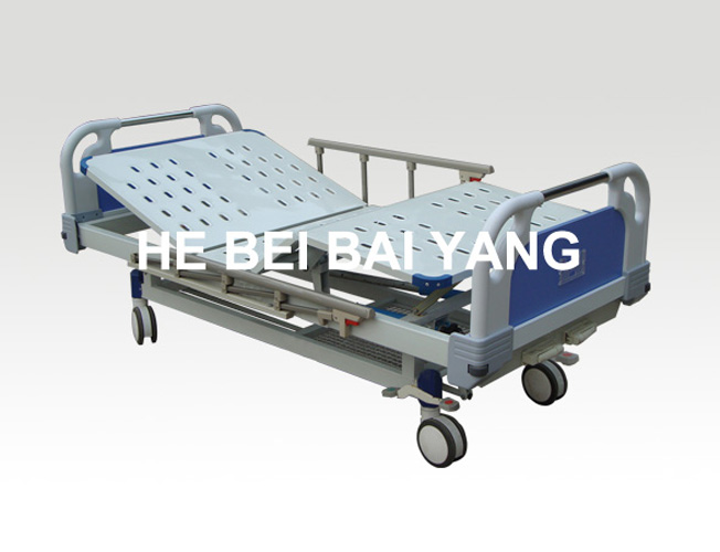 (A-38) -- Movable Double-Function Manual Hospital Bed with ABS Bed Head