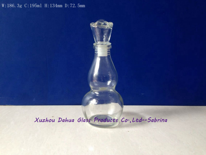 195ml Calabash Shape Glass Wine Bottles with Glass Lid