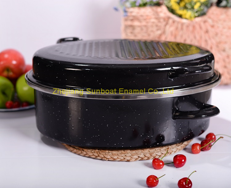 Heavy-Duty Enamel Oval Roaster/Turkey Roaser/Chicken Roaster for Cooking