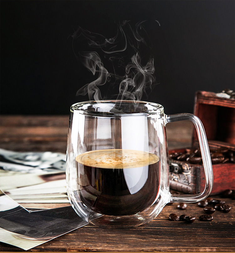 High Borosilicate Glass Double Wall Coffee Mug