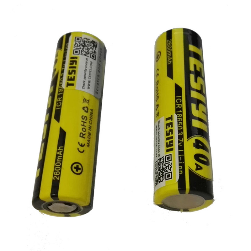 Wholesale Lithium Battery Tesiyi 18650 2600mAh 40A Rechargeable Battery