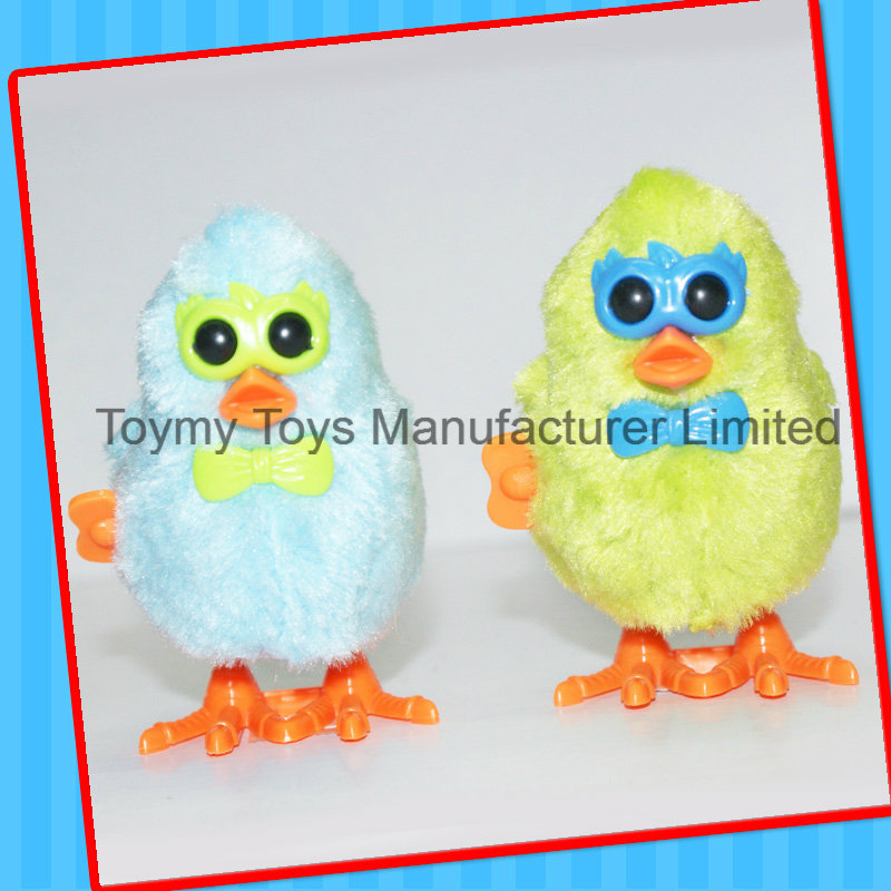 Wind up Single Wing Cartoon Glasses Plush Chicken Toy