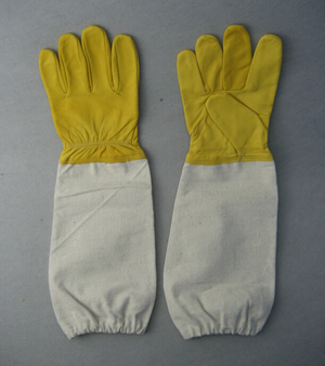 Yellow Goatskin Leather Canvas Long Sleeve Bee-Keeping Glove (6602)