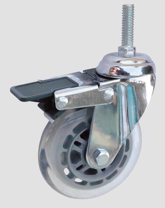 Industrial Caster Thread Transparent Caster with Whole Brake