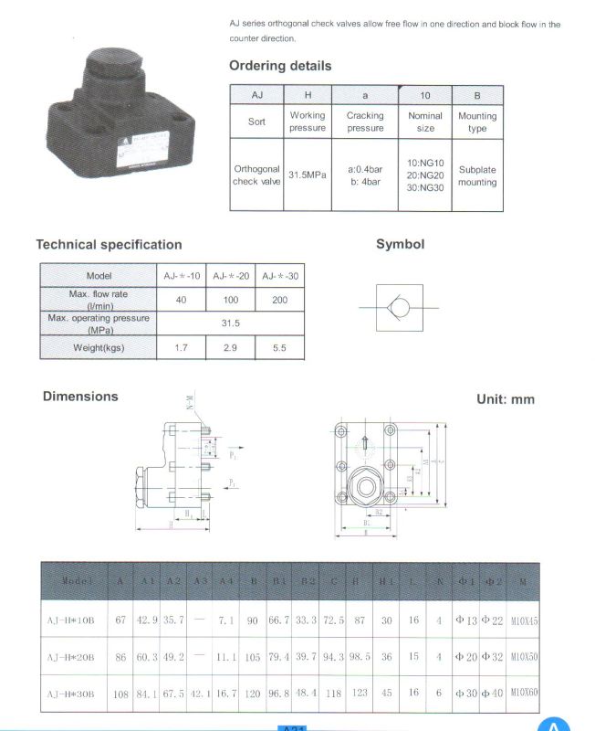 Aj Series Orthogonal Check Valves