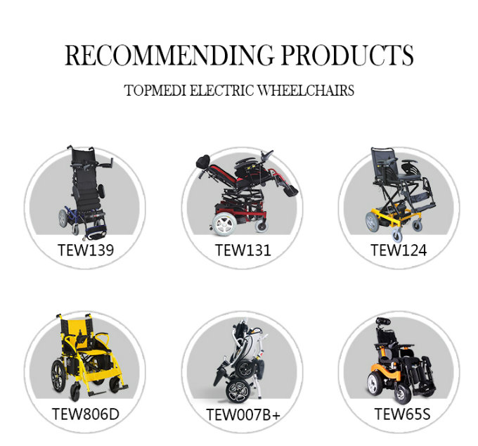 Topmedi Upgrade Electric Power Wheelchair with Awning Cup Phone Holder
