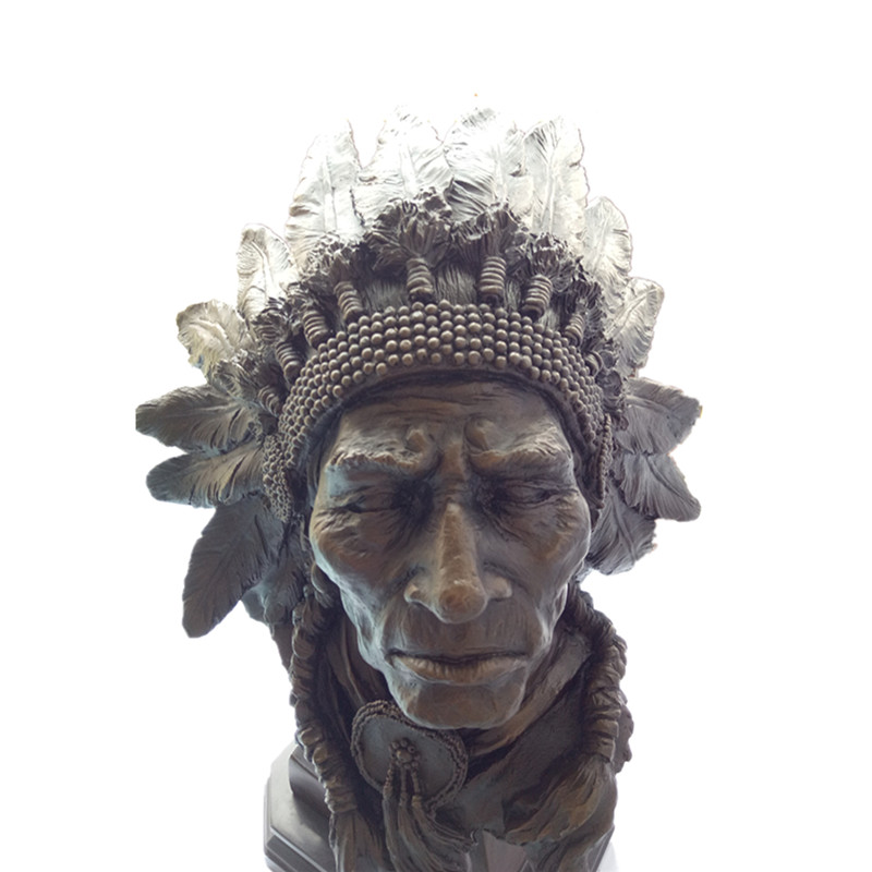 Bust Bronze Sculpture Indian Chiefs Metal Crafts Brass Statue Tpy-922