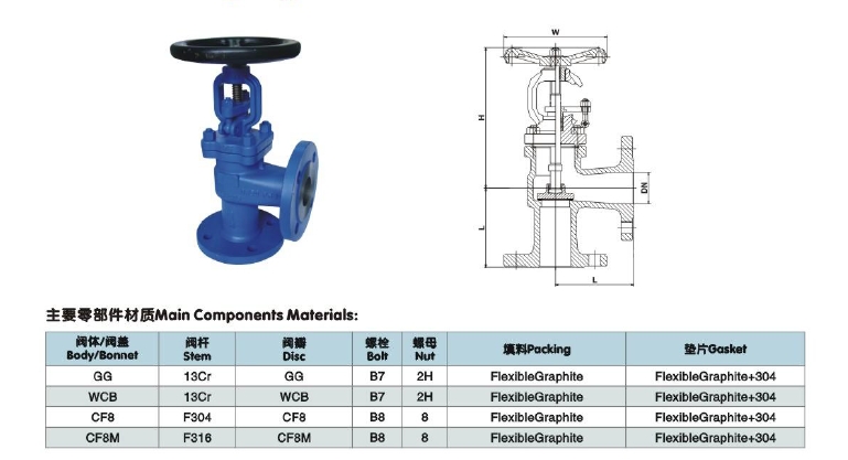 DIN Standard Angle Type Globe Valve