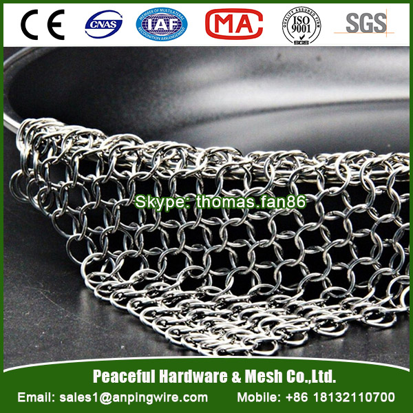 Cast Iron Pan Scrubber / Stainless Steel Chain Mail Mesh Cleaner