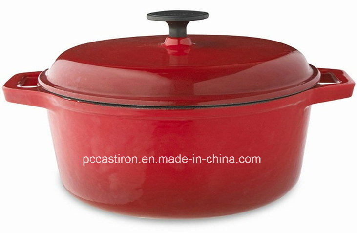 Oval Cast Iron Casserole Dutch Oven with Enamel Finishing Size 29X22X11.6cm