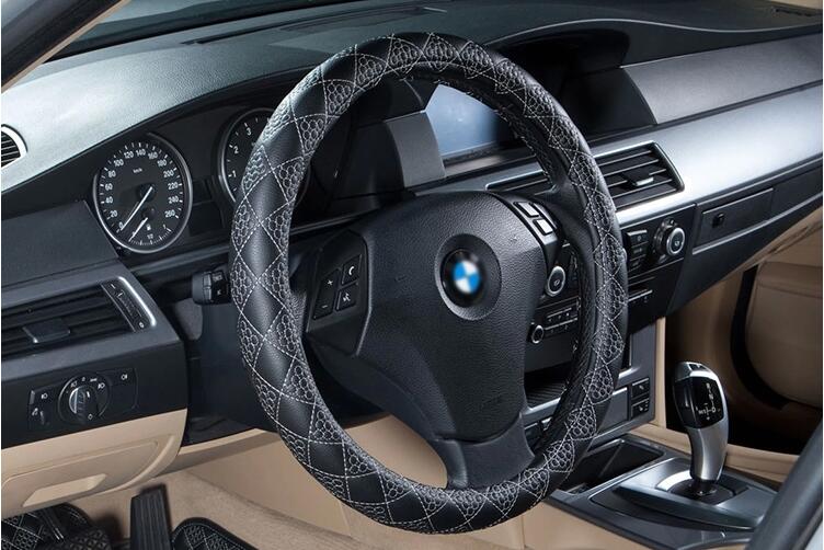 Car Steering Wheel Cover Ecological Leather-Golden