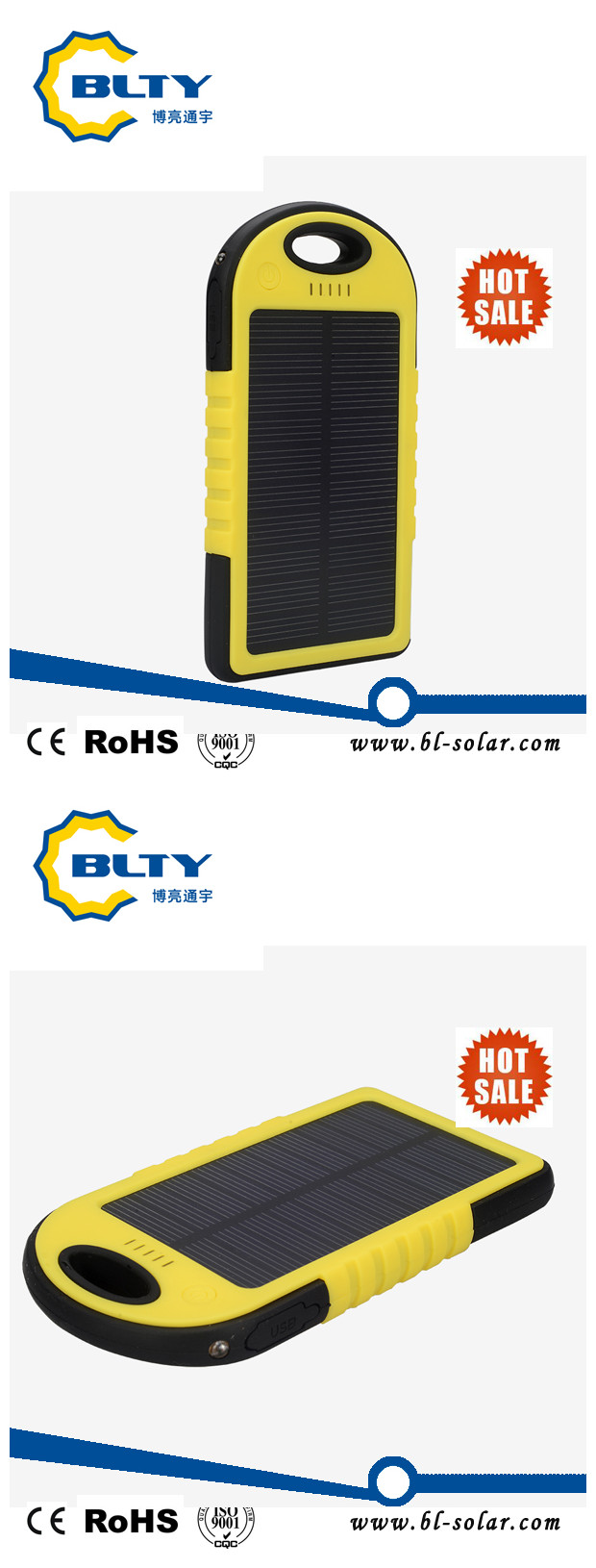 Outdoor Waterproof Solar Mobile Power Bank Charger 4000mAh