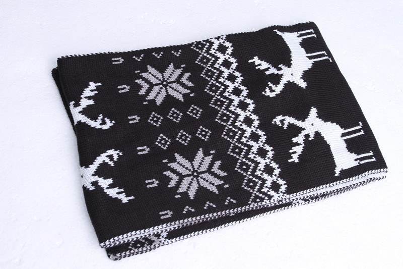 Womens Multiple Style Neck Warmer Thick Deer Snow Printing Winter Knitted Scarf (SK127)