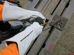 Grey Cow Split Welding with Reinforced on Palm Glove Dlw646