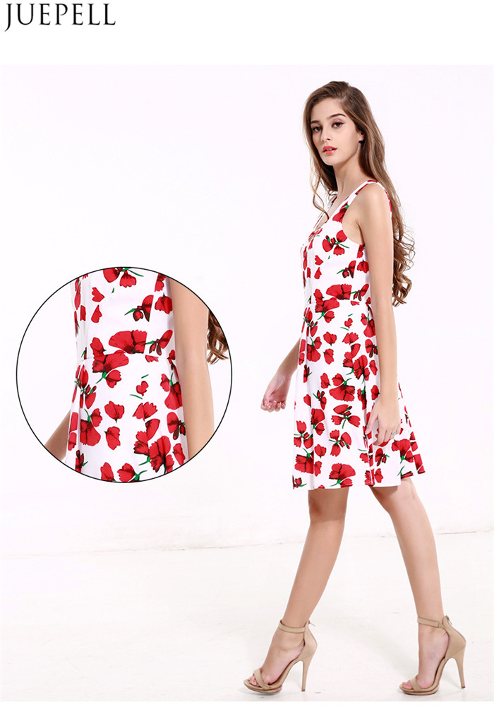 Summer New Women Sexy Halter Print Dress Long European and American V-Neck Sleeveless Dress