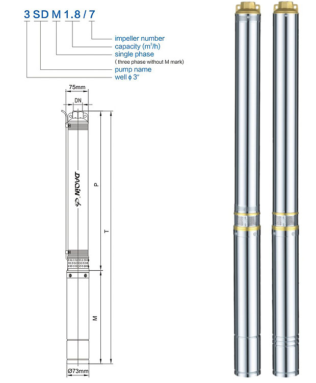 3SD Deep Well Submersible Water Pump (3SD2.5/5)